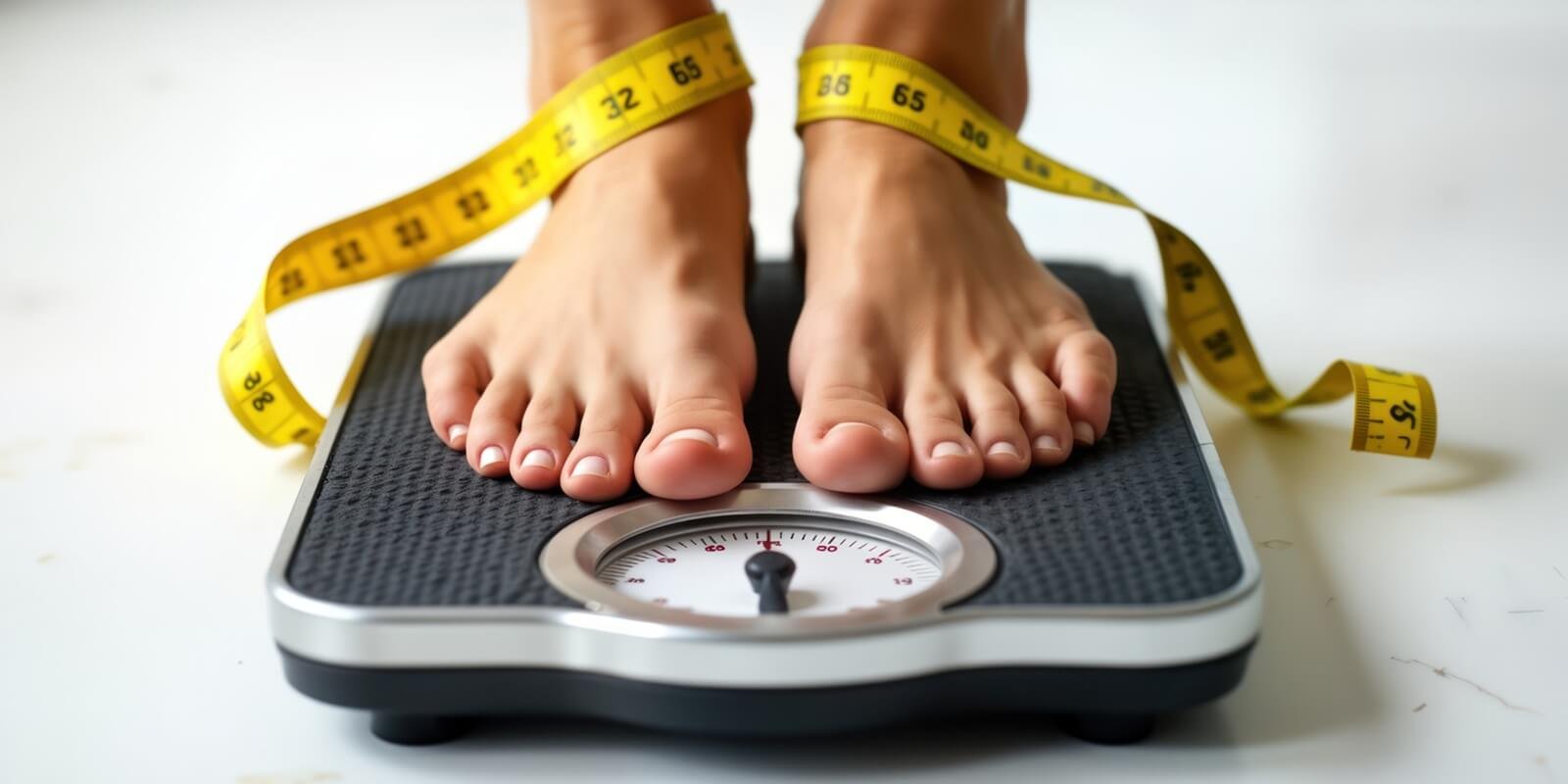 DC woman stands barefoot on weighing scales